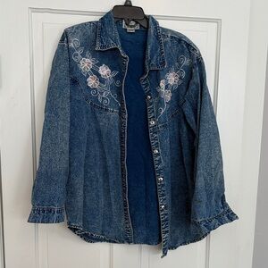 Dimonas Blues Acid Washed Embroidered Denim‎ Shirt